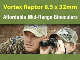 Vortex Raptor 8.5x32 binoculars for birdwatching and hiking outdoors