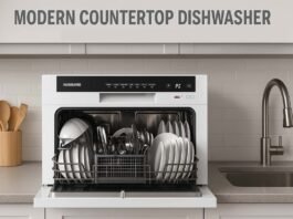 Modern countertop dishwasher on a kitchen counter in 2025 – best compact dishwasher for apartments and small spaces