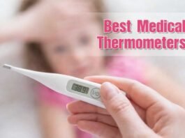 digital medical thermometer showing fever reading for home health monitoring