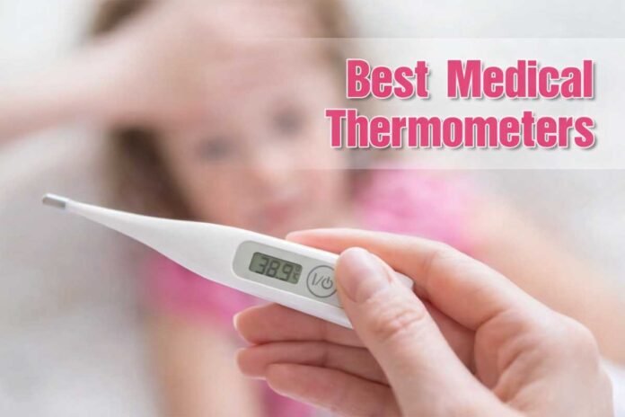 digital medical thermometer showing fever reading for home health monitoring