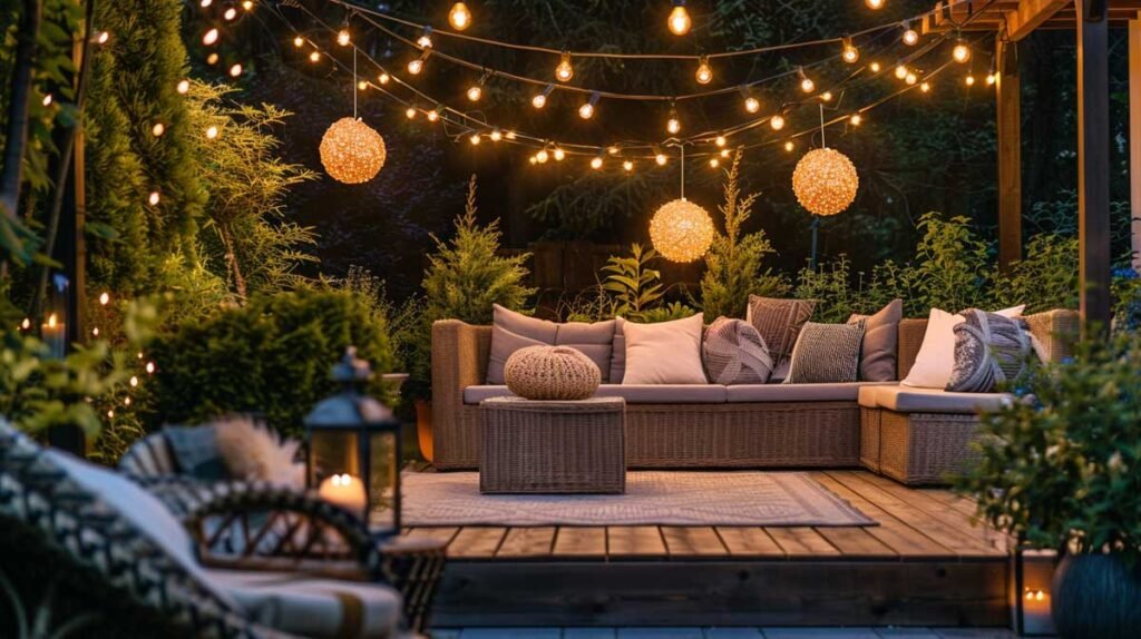 garden string lights outdoor setup