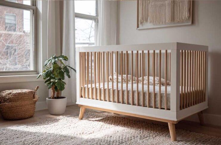 modern nursery with a firm safe crib mattress for newborns