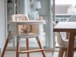 safe and easy-clean high chair for babies in a modern home