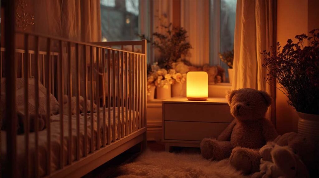 low-stimulation lighting setup for newborn night feedings