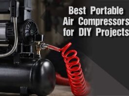 portable air compressors for DIY projects in a home garage workspace