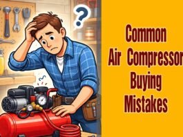 air compressor setup showing common buying mistakes in a home garage