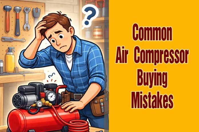 air compressor setup showing common buying mistakes in a home garage