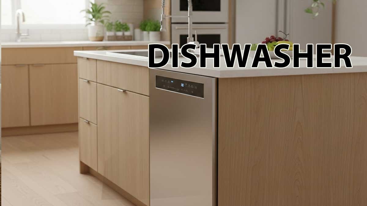 Modern built-in dishwasher in a clean kitchen interior, designed for quiet and efficient dishwashing