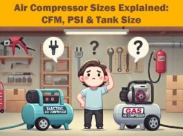 electric and gas air compressors side by side for comparison