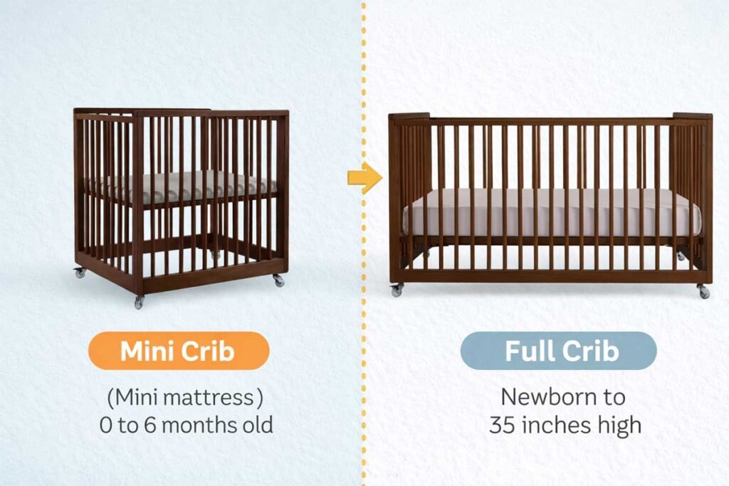 standard crib versus mini crib size comparison for newborns