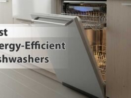 Energy-efficient dishwasher installed in a modern American kitchen