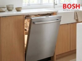 Bosch 800 Series dishwasher installed in a modern American kitchen