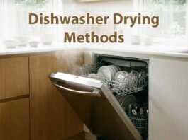 Modern dishwasher drying methods explained with clean kitchen setting