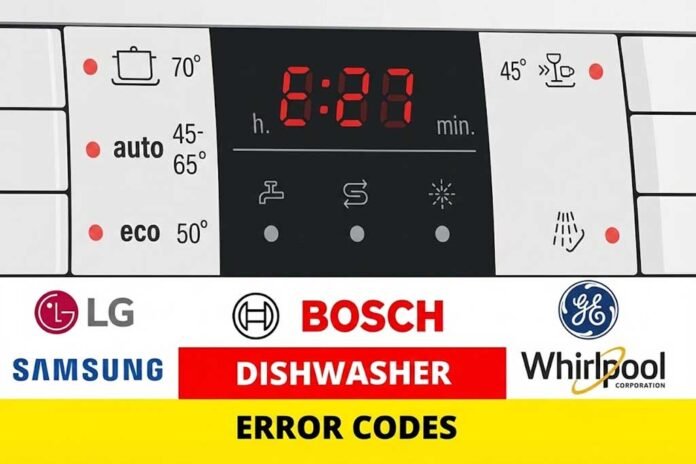 dishwasher error codes explained on digital display