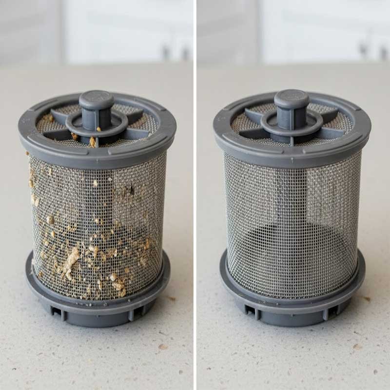 clogged dishwasher spray arm holes with mineral buildup