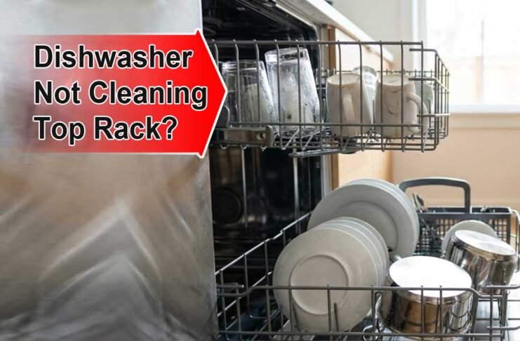 dishwasher not cleaning top rack Top rack of dishwasher with dirty glasses while bottom rack appears clean