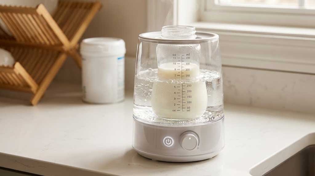 Electric bottle warmer evenly heating baby milk bottle safely