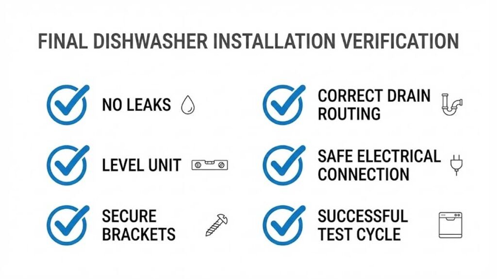 Final dishwasher installation safety checklist