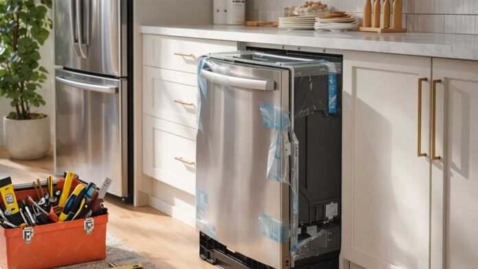 Dishwasher installation in a modern American kitchen