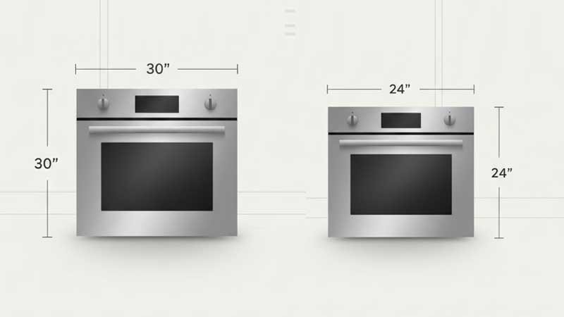 Oven sizes and dimensions: standard 30-inch and compact 24-inch options