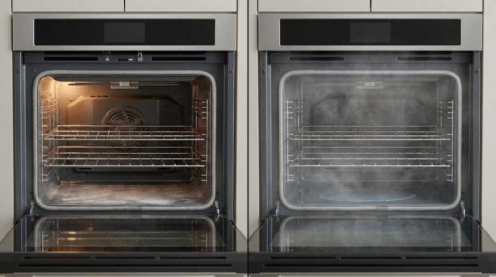 Self-clean and steam clean oven interior comparison