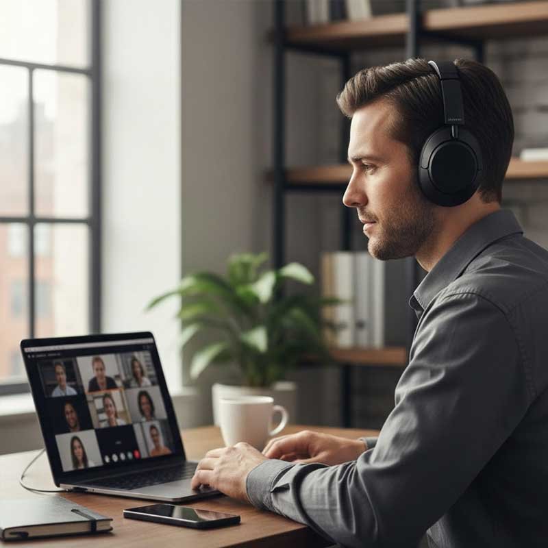 over ear noise cancelling Best Headphones for Zoom Calls & iPhone in home office